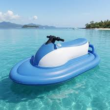 Inflatable electric water jet ski floating in clear water
